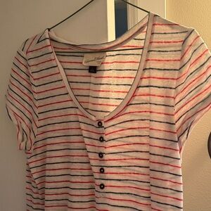Universal Thread Striped Blouse - Red, Blue, White